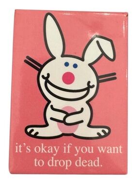 Vintage It's Happy Bunny rare magnet collectible nostalgia Y2K gift drop dead